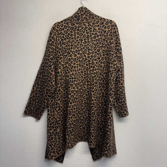 NWT Christian Siriano Sweater Coat Leopard Print Knit Brown Black 2x - Picture 2 of 8